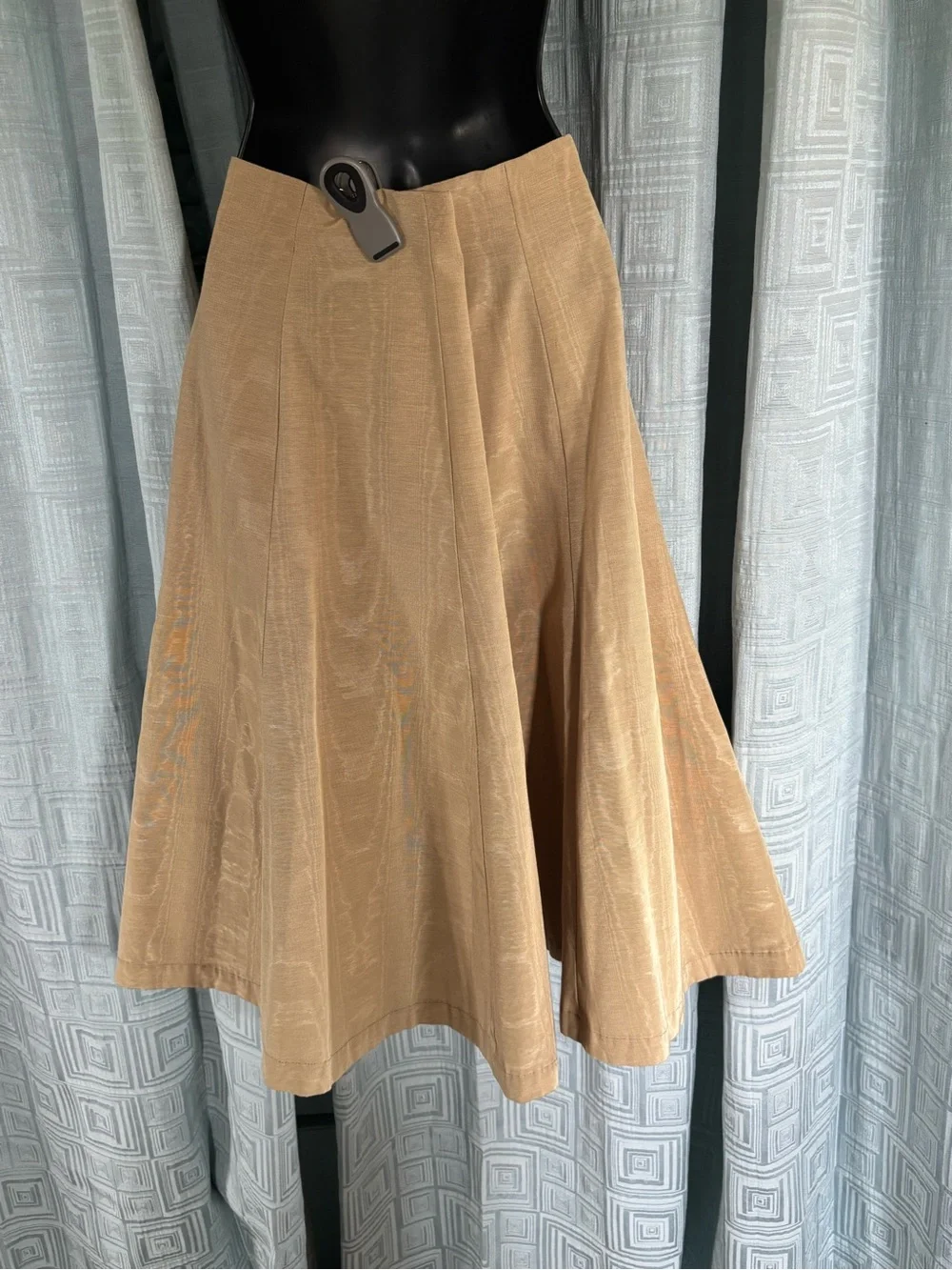 Vintage  50s golden taffeta rayon blend midi skirt Sz Sm 6